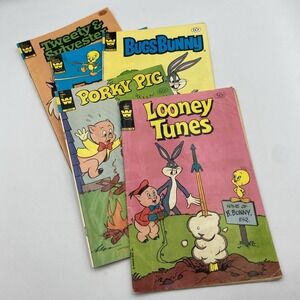 Lot of 5 Vintage Looney Tunes Comics Bugs Bunny Tweety Sylvester Porky Pig